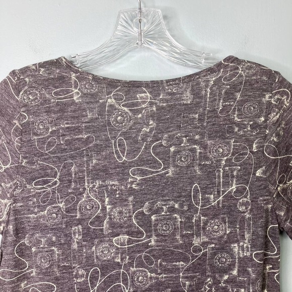 LULAROE Classic T Gray Retro Telephone Print Short Sleeve T-Shirt Womens Size XS - Picture 14 of 16